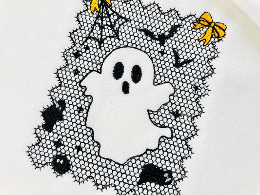 Halloween Ghost Lace Embroidery Design