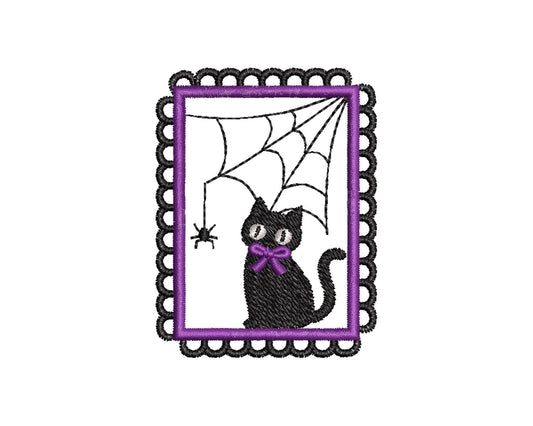 Halloween Cat Patch Embroidery Design