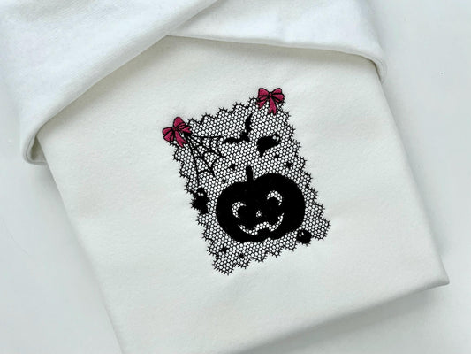 Halloween Pumpkin Lace Embroidery Design
