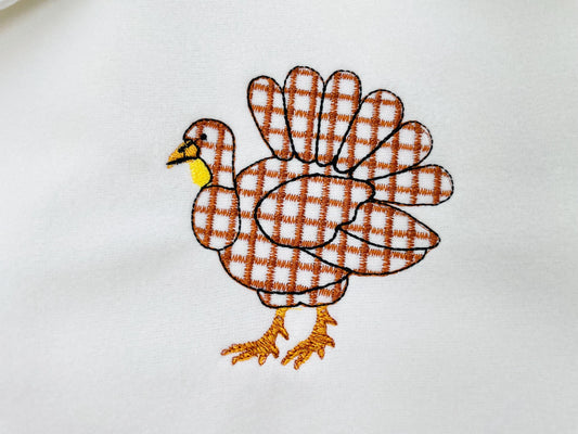 Gingham Plaid Turkey Henry Patch Embroidery Design