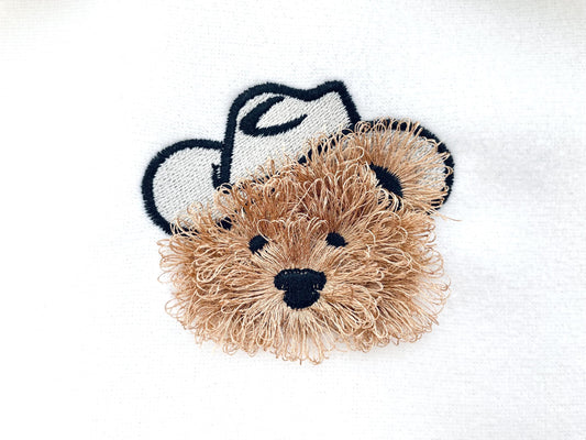 Fringed Teddy Bear Dan Chenille Embroidery Design