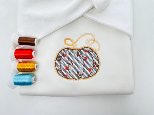 Thanksgiving Pumpkin Lace Embroidery Design
