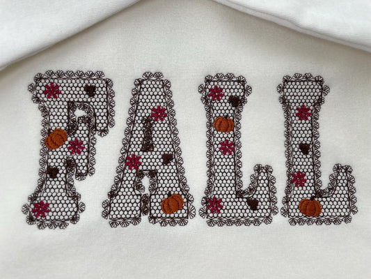 Fall Pumpkin Lace Edge Embroidery Design