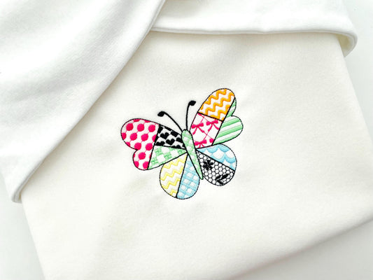 Patchwork Butterfly Outline Embroidery Design