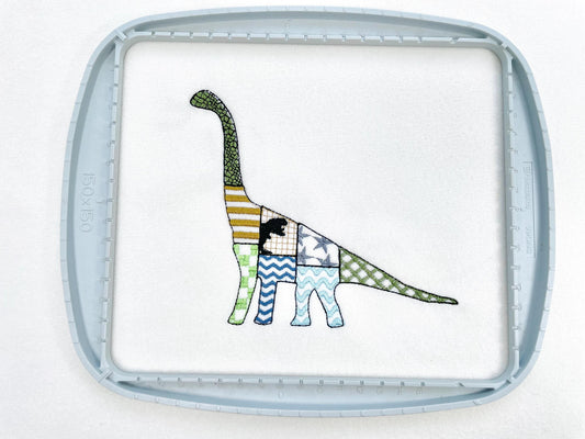Patchwork Brachiosaurus Outline Embroidery Design