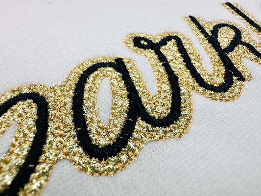 Glitter HTV Vinyl Script Applique Embroidery Design