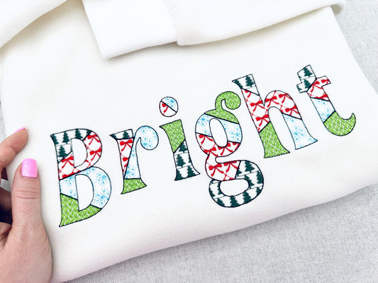 Christmas Patterned Patchwork Font Embroidery Design