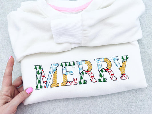 Christmas Patterned Block Font Embroidery Design