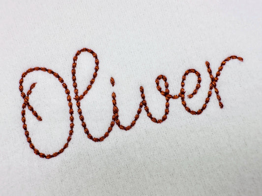 Script Font Bare Stitch Bean Embroidery Design