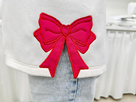 Heart Side Bow Applique Embroidery Design