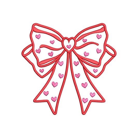 Heart Side Seam Bow Appliqué Embroidery Design