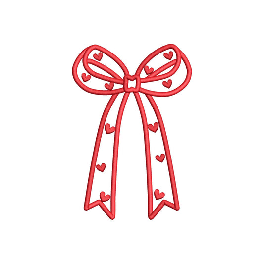 Heart Patterned Side Bow Applique Embroidery Design