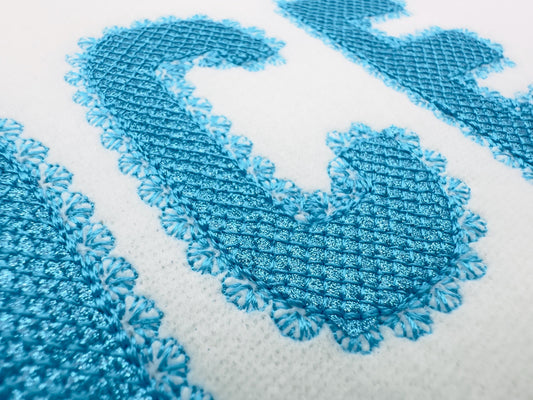 Lace Edge Glitter Font Appliqué Embroidery Design