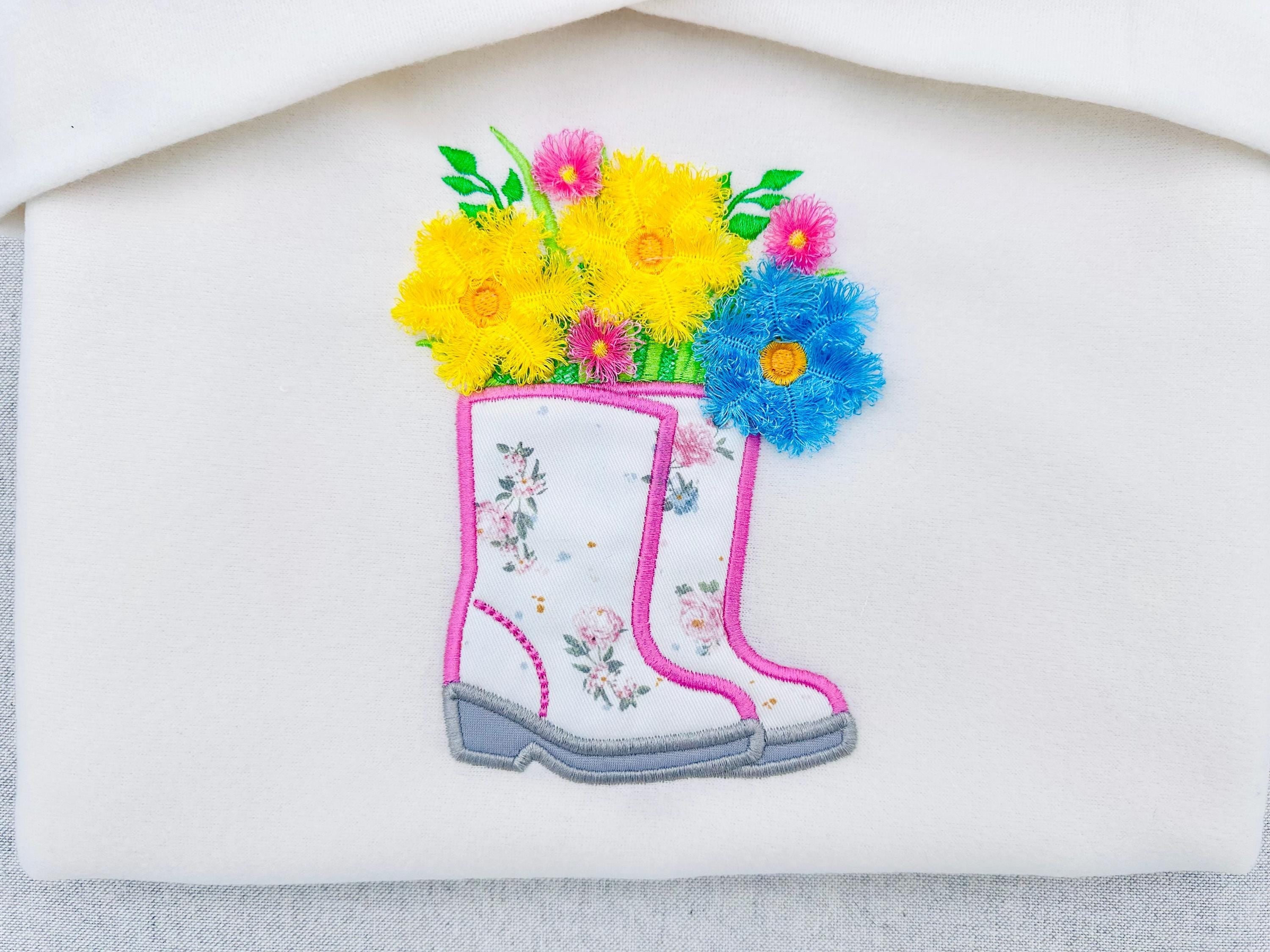 Embroidery Design Ranch Sorting Floral Ranch Farmer Boots Appliqué Embroidery Design – Artapli designs