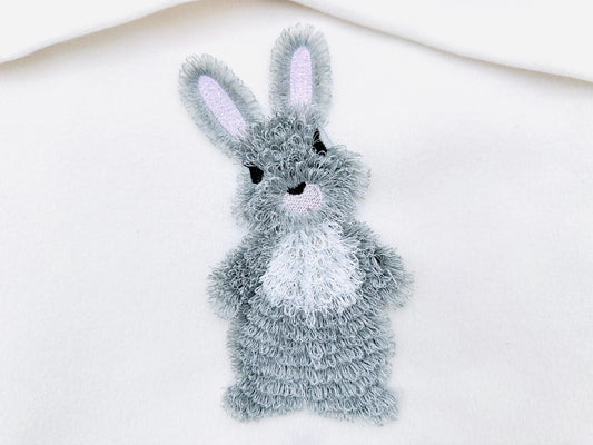 Fringed Fluffy Easter Bunny Chenille Embroidery Design