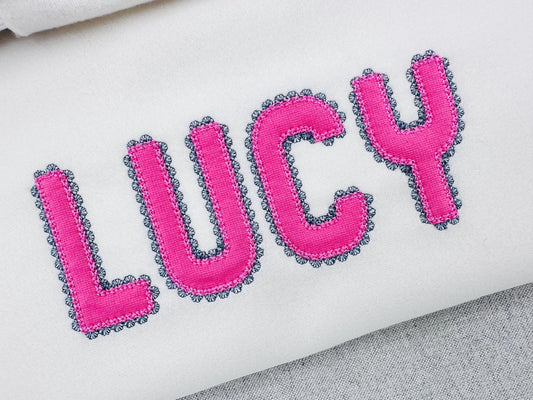 Lace Edge Font Applique Embroidery Design