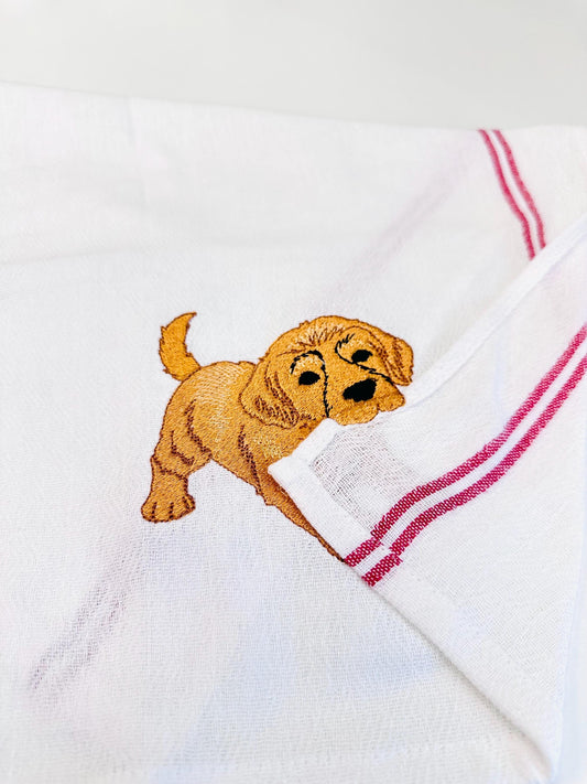 Playing Golden Retriever Puppy In-the-Hoop Embroidery Design