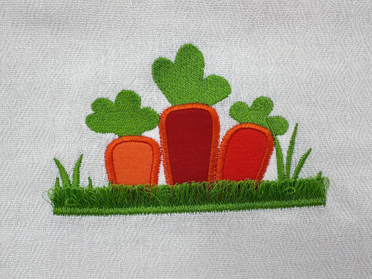 Carrot Fringed Grass Applique Embroidery Design