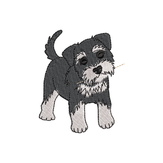 Playing Schnauzer Puppy In-the-Hoop Embroidery Design