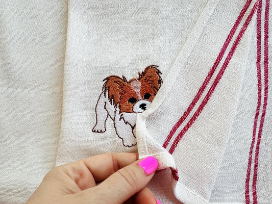 Playing Papillon Puppy In-the-Hoop Embroidery Design