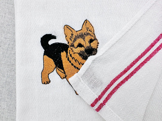 Little Playing German Shepherd Puppy In-the-Hoop Embroidery Design