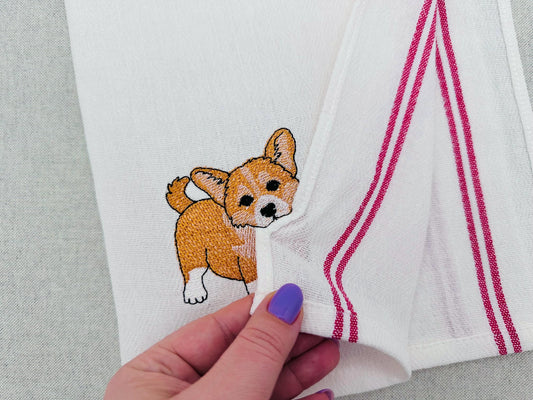 Playing Corgi Puppy In-the-Hoop Embroidery Design