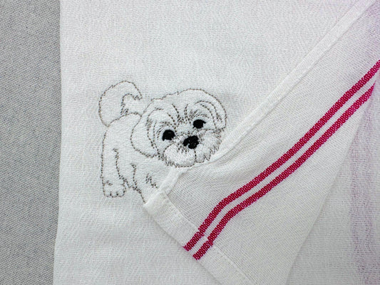 Playing Maltese Puppy In-the-Hoop Embroidery Design