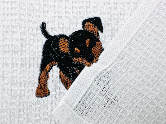 Playing Miniature Pinscher Puppy In-the-Hoop Embroidery Design