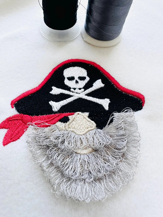 Fringed Fluffy Beard Pirate Fringe Embroidery Design
