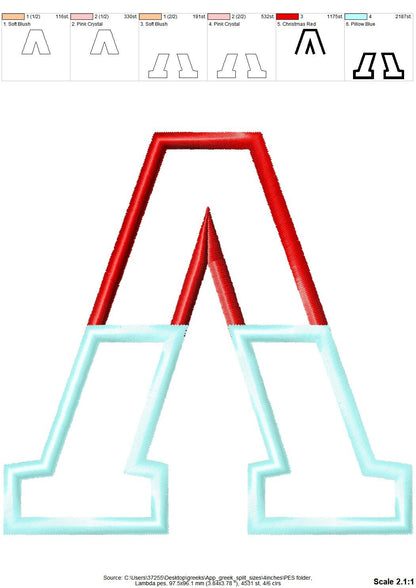 2-Color Sororities Greek Block Split Font Applique