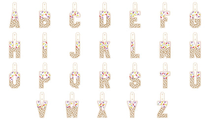 Ice Cream Cone Monogram Keychain