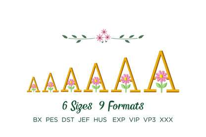 Satin Stitch Spring Flower Font Set