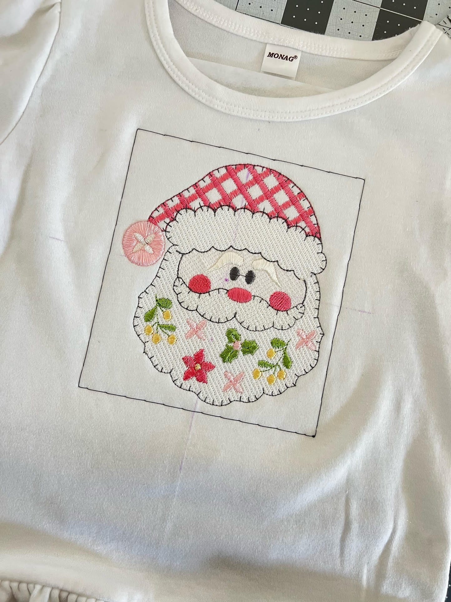 Christmas Santa Claus Outline Floral Beard