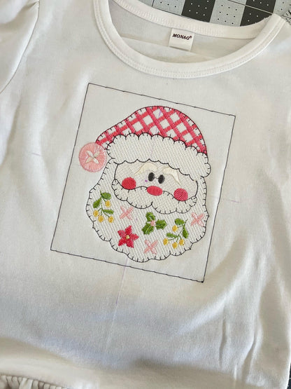 Christmas Santa Claus Outline Floral Beard