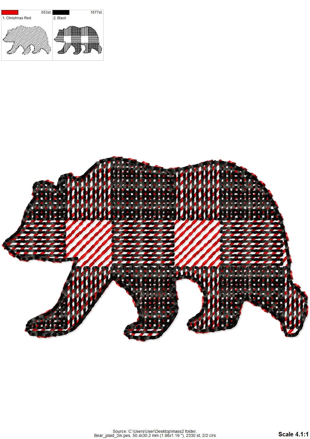 Gingham Plaid Bear Silhouette