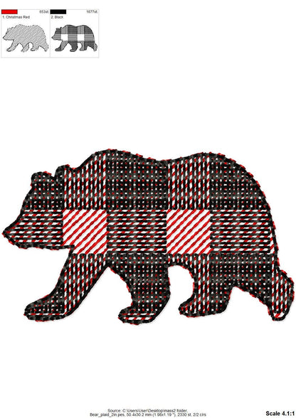 Gingham Plaid Bear Silhouette