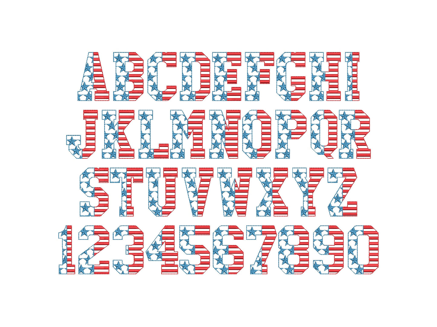 Patriotic Block Font Stars And Stripes