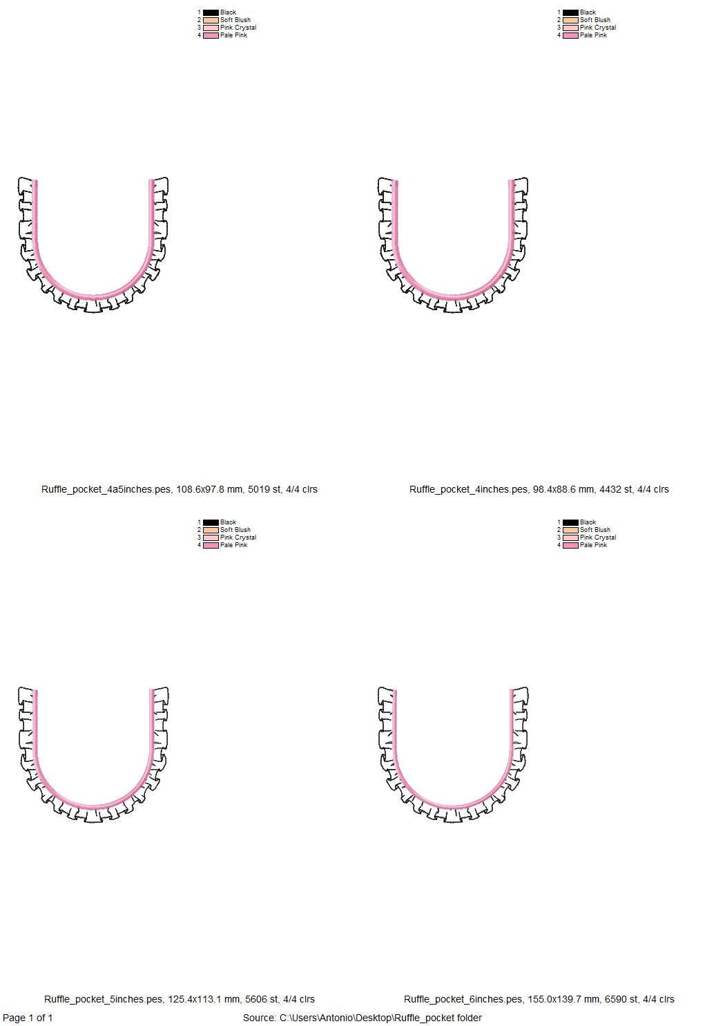 Genuine Girly Ruffle Pocket ITH