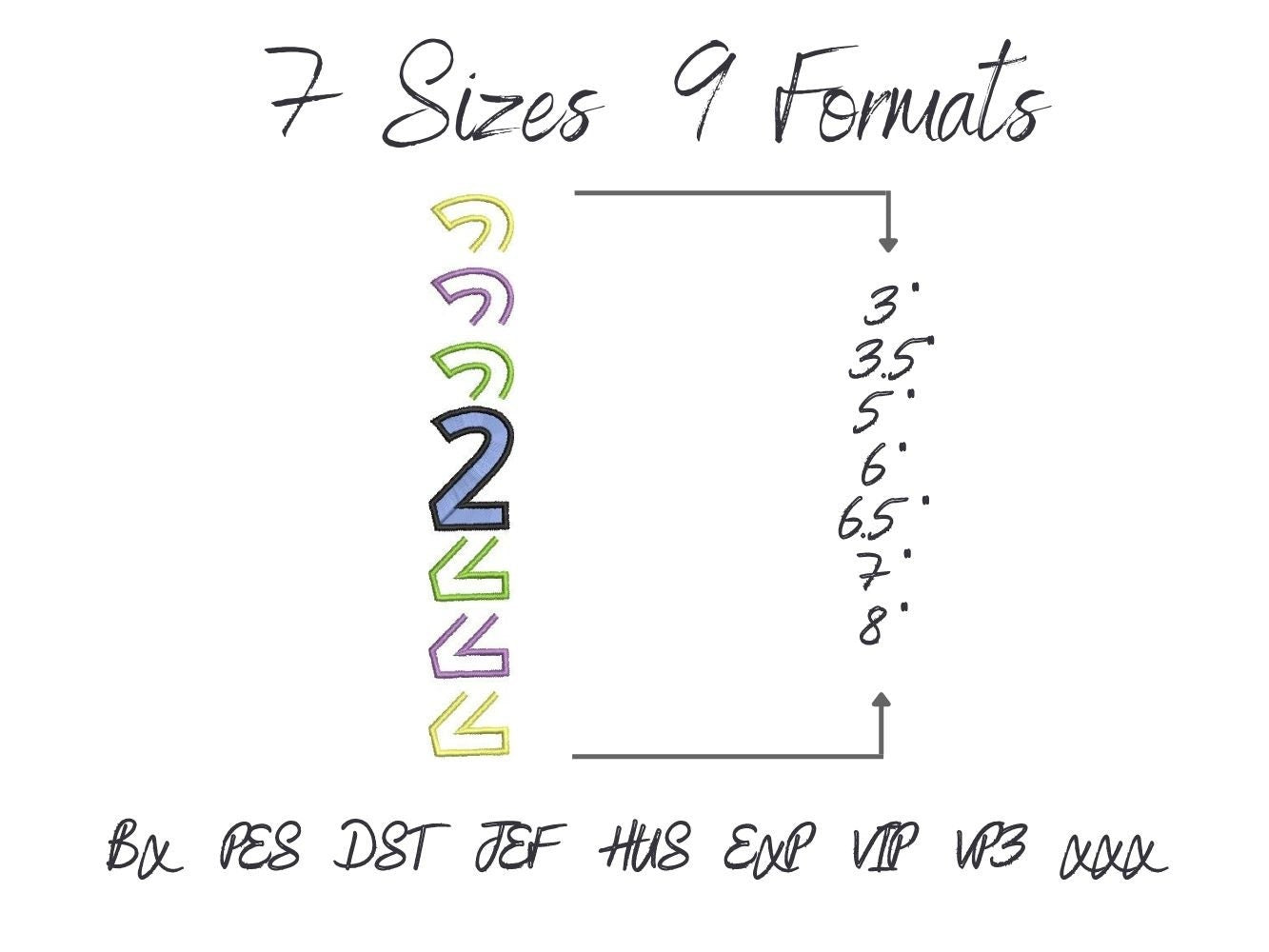 Satin Stitch and Outline Stacked Font