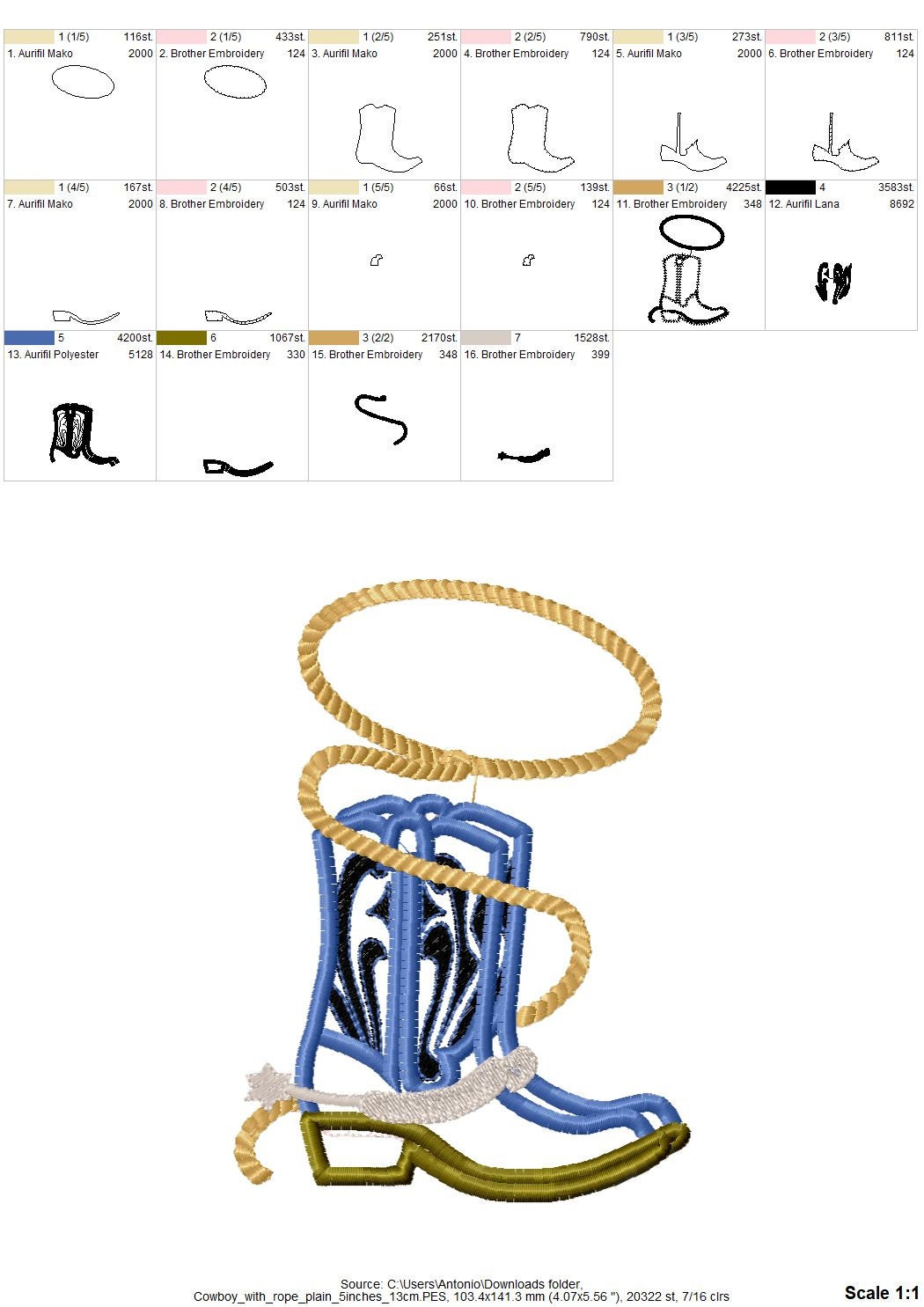 Cowboy Boots and Rope Applique