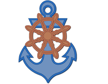 Anchor With Ship Wheel Applique