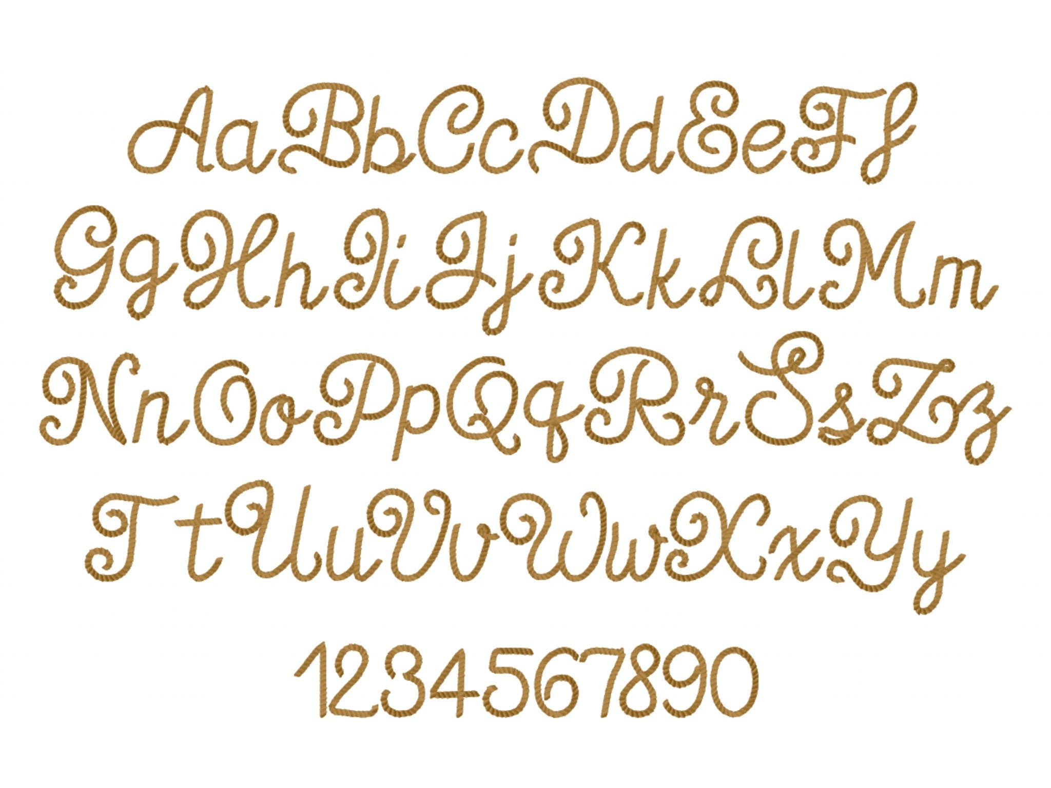 Rope stitch script FONT Cowboy Alphabet Machine embroidery Designs ...