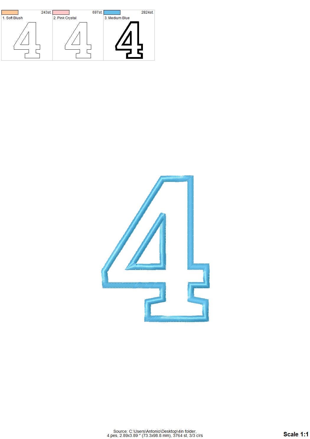 Nice Wide Satin Stitch Number Applique