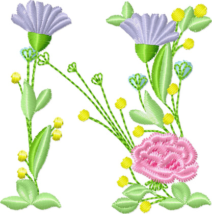 Block Floral Font Uppercase Letters