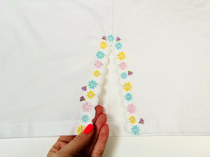 Spring Floral Scalloped Split Side Seam
