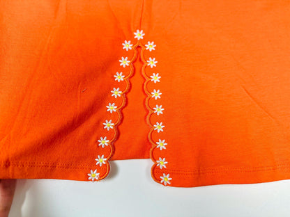 Floral Scalloped Edge Split Side Seam