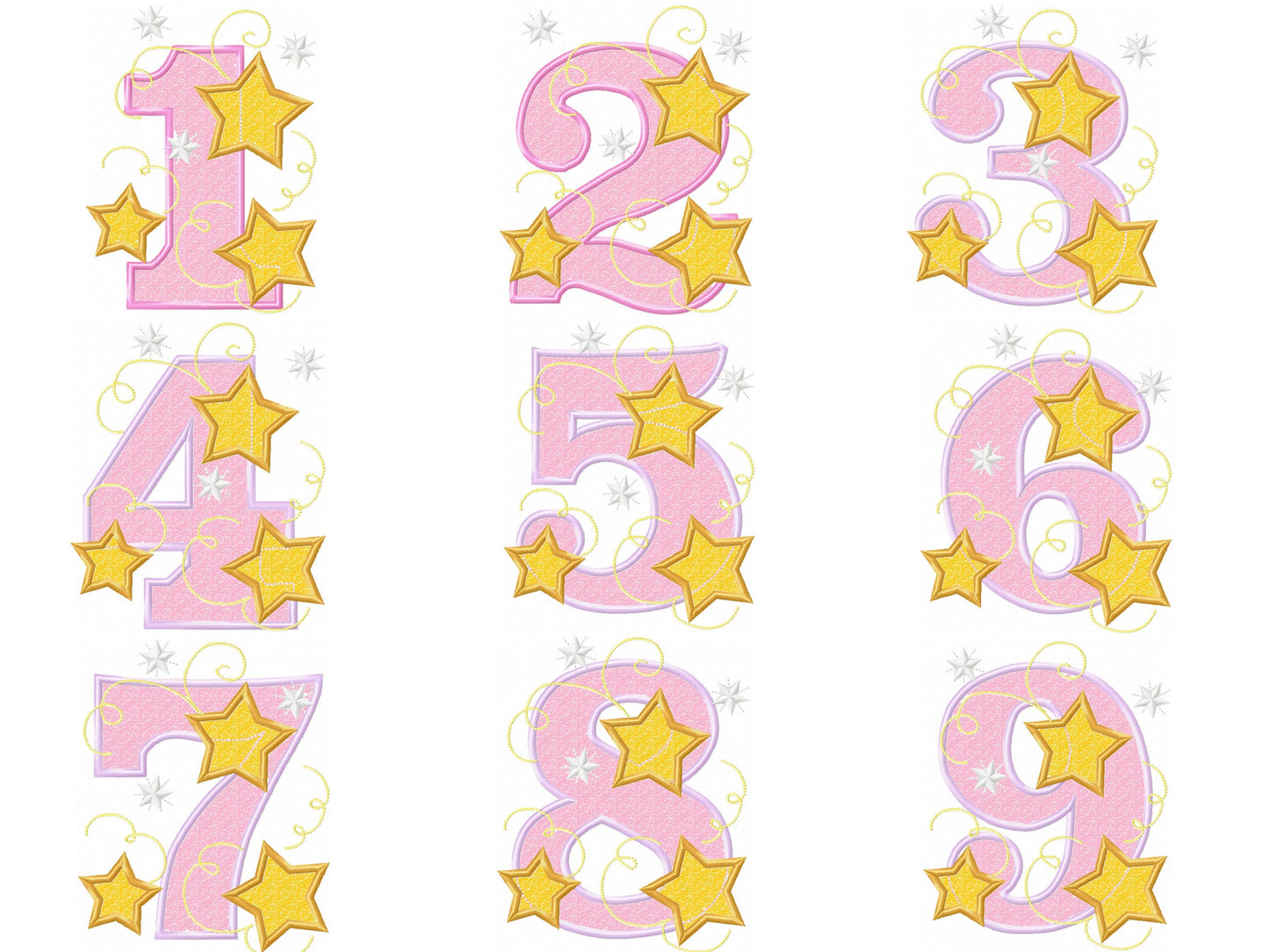 Twinkle Sparkling Swirl Star Birthday Numbers