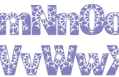 Embossed Snowflake Frozen Fill Stitch Font
