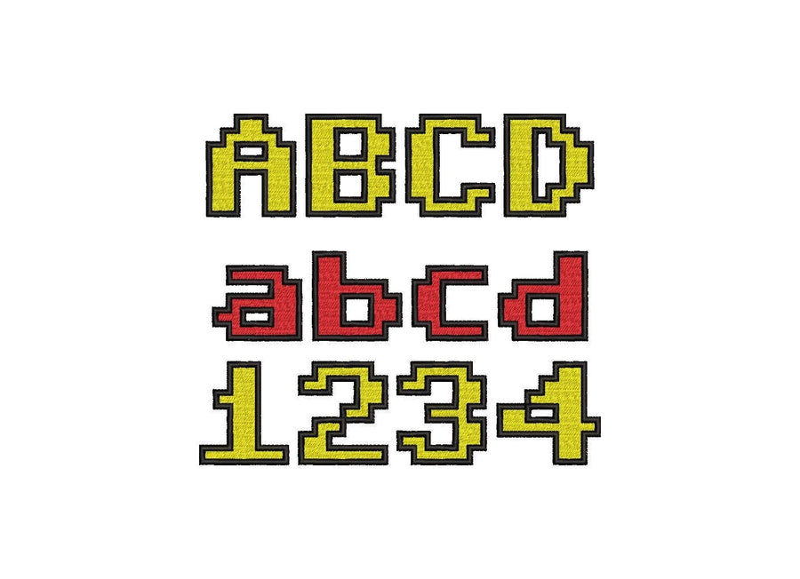 Fill Stitch Miner Bricks Pixel Font