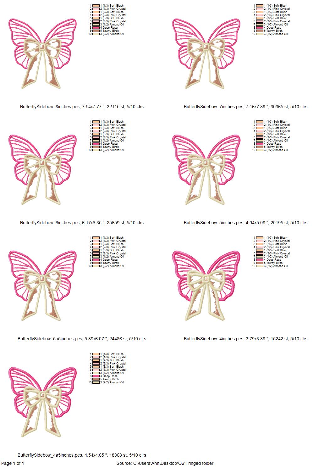 Butterfly Wings Side Bow Applique